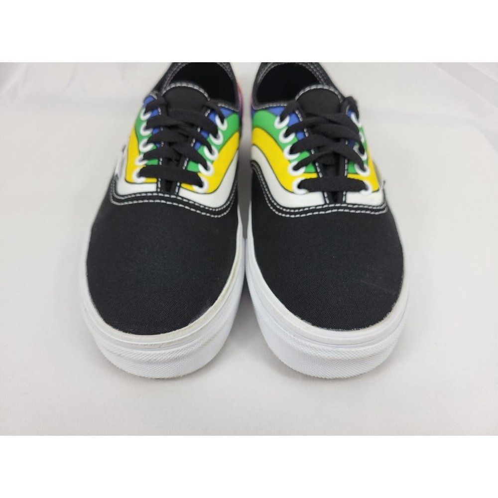 Vans Authentic Striped Shoes Sneakers Size Womens 8.5 Youth 7Y Black 500714 - Picture 7 of 11